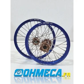 PAIRE DE ROUES TM MX EN 250 300 450 2T 4T BLEU ET GRIS FACTORY WHEELS CERCLAGE WORKS FACTORY RIM