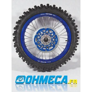 PAIRE DE ROUES COMPLETE TM MX EN 125 BLEU ET GRIS FACTORY WHEELS CERCLAGE WORKS FACTORY RIM