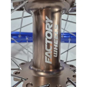 PAIRE DE ROUES COMPLETE TM MX EN 250 300 450 BLEU ET GRIS FACTORY WHEELS CERCLAGE WORKS FACTORY RIM